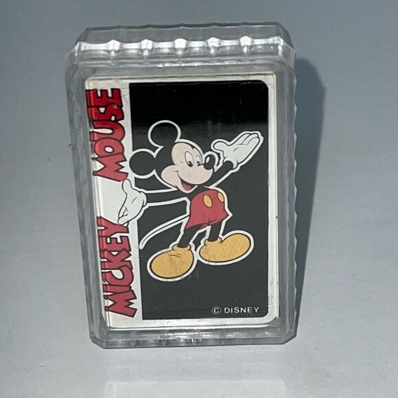 Walt Disney World Playing Cards Mini Deck Clear Storage Case Mickey Mouse 1990s - Picture 1 of 8